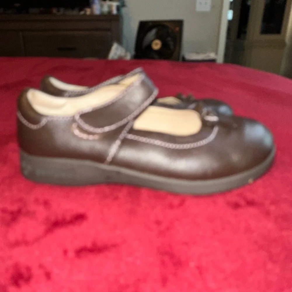 Pediped Flex‎ Kids Mary Jane Shoes Dark Brown Leather Bow Strap Size EU 26
